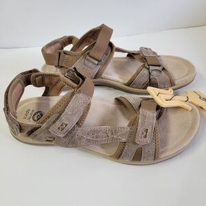 Earth Spirit Comfort Sandals Walking Hook Loop Taupe Brown Suede Leather W 11